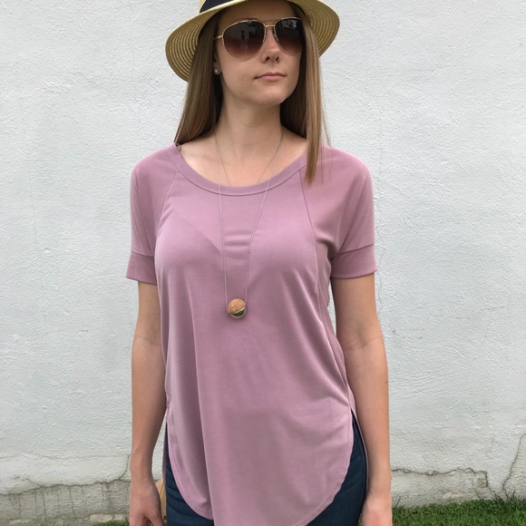 Blush Mauve Pink Cupro Jersey Mixed rib top NWT - Picture 3 of 8